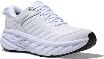 HOKA HO1110521WHT Bondi SR Women's, White, Soft Toe, Slip Resistant Athletic Work Shoe