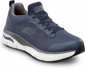 SKECHERS Work Arch Fit SSK8038NVY Jake, Men's, Navy, Slip On Athletic Style, MaxTRAX Slip Resistant, Soft Toe Work Shoe