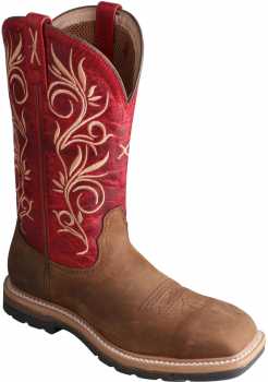Twisted X TWWLCS003 Women's, Latigo/Red, Steel Toe, EH, 11 Inch, Pull On Boot